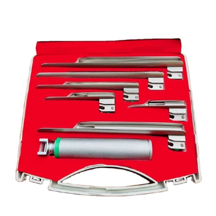 Ларингоскоп Міллер, набір з 6-х клинків прямих № 00,0, 1, 2, 3, 4 та рукоятка, в футлярі Bio Tules Impex BTS-22-242.3